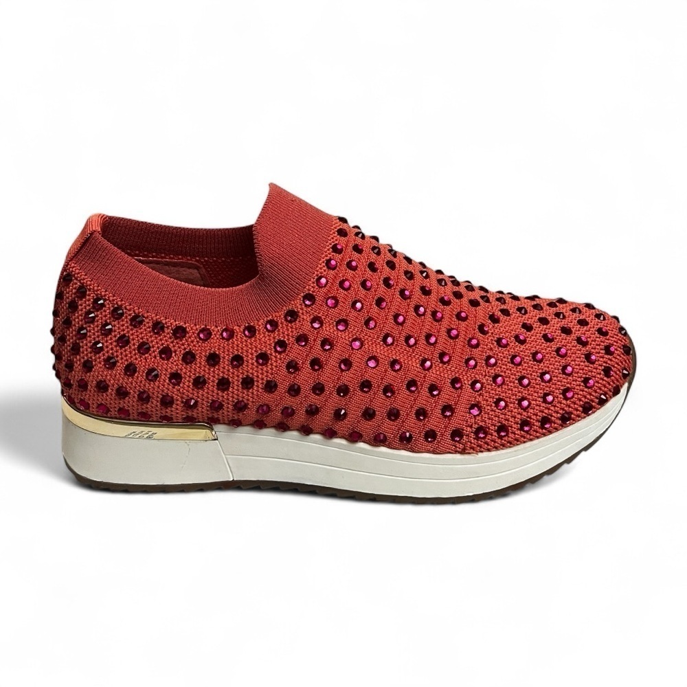 Kenneth Cole Womens Rhinestone Pink Slip On Sneakers Size 6 Athleisure Casual
